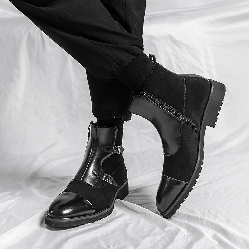 Fashion Men's pointed high top leather shoes Trendy retro designer style Party Outdoor Wedding Leisure Business Office Men's Boots