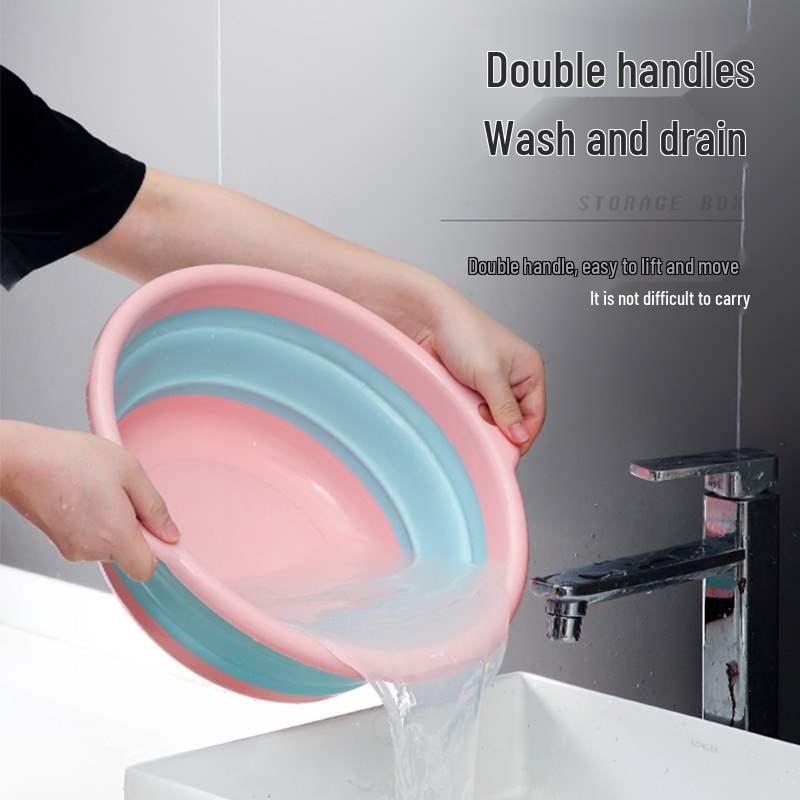 Colorful Multi-Functional Foldable Washbasin: Durable, Compact, Portable, and Easy to Store Plastic Basin for Dormitory Use