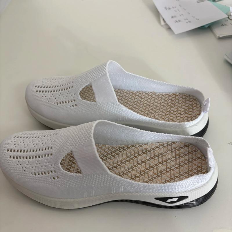 Women's Breathable Knit Slip-On Sneakers Lightweight Half Slipper, Comfortable Walking Shoes for All-Season Casual Outdoor Women's Summer Shoes