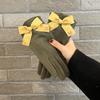 Soft Women Anti-cold Mittens Bow Thickened Suede Gloves Gift Windproof Finger Mittens  Winter