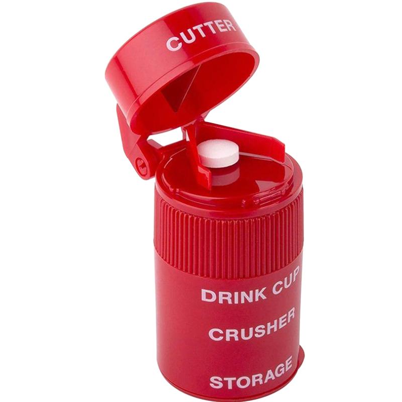 

2 In1 Pill Crusher, Creative Cutter And Grinder For Pills, Vitamins, Tablets, Stainless Steel Blade, Removable Drinking Cup красный