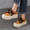 Johnature Genuine Leather Casual Lace Up Shoes Lightweight Thick Soled Height Increasing Women's Platform Shoes