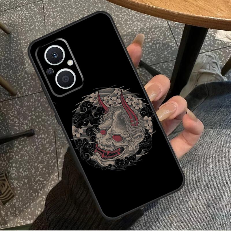 Japanese Oni Hannya Demon Mask For OPPO Reno 11F 12F 13F 14F 8T 10 11 12 13 14 Pro 8 7 Lite OPPO Find X8 X6 X5 X9 Pro Case