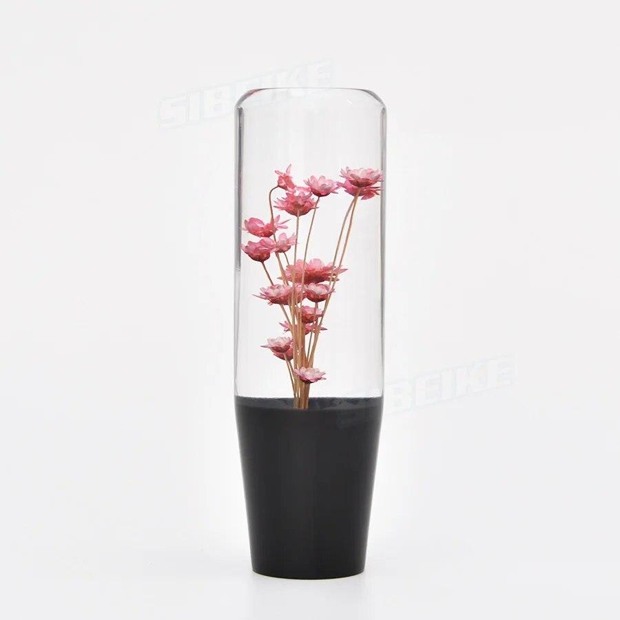 Universal 15CM Car Manual Shifter Head Shift Knob Stick Crystal Transparent Flower Gear Shift Knob