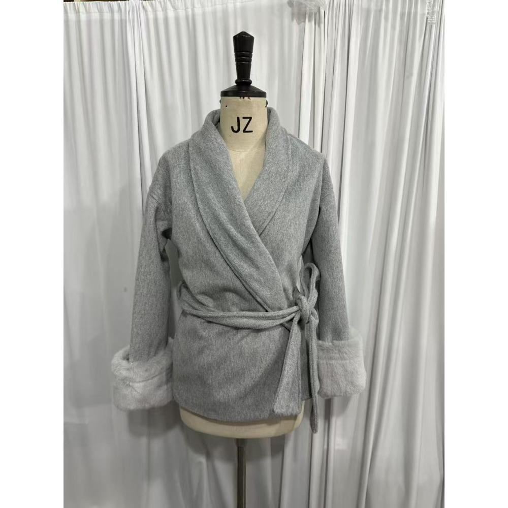 Autumn and Winter Fashion Casual Temperament Soft Loose Lapel Solid Color Woolen Coat