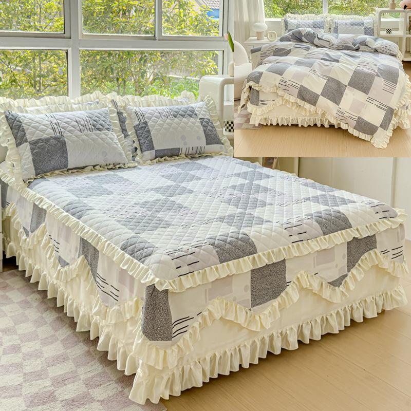 

Хлопковый подзор для кровати, комплект из четырех утолщенных прикроватных покрывал длиной 1,8 м, односпальный матрас, нескользящий защитный чехол, наволочка, нужен заказ 1pc 150X200cm