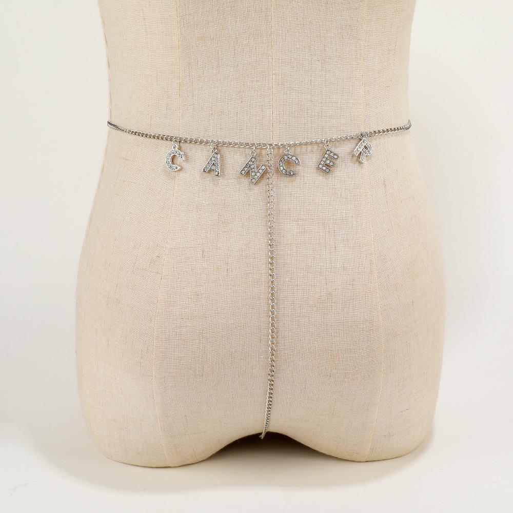 Модная цепочка на талию, многослойная хип-хоп рок-цепочка, многоэлементный алфавитный лоскутный пояс, панк-цепочка для тела