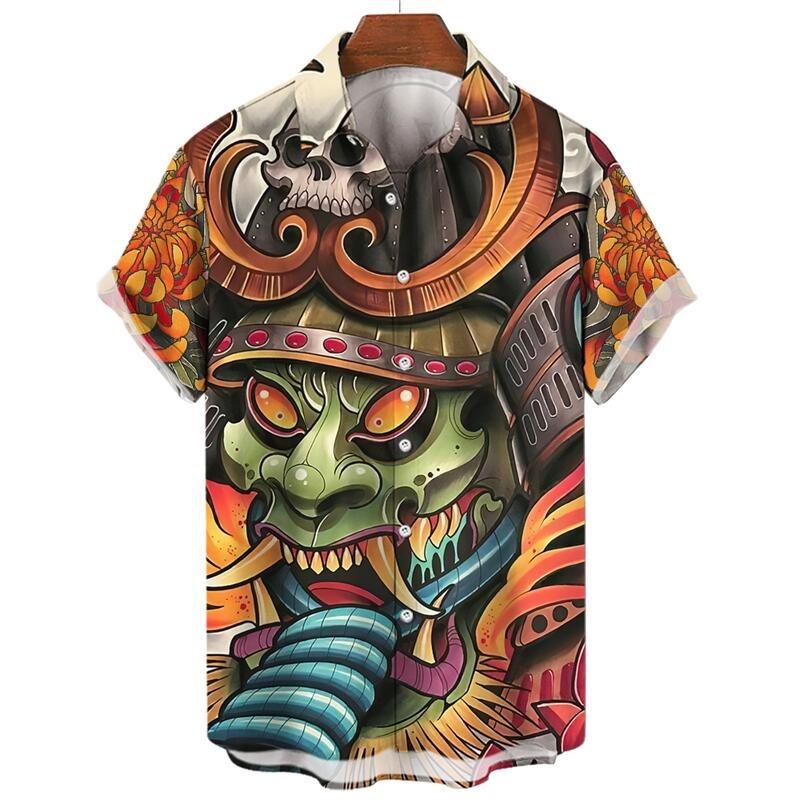 Men's Fashion Trends Harajuku Casual Short Sleeve Social Vintage Hawaiian Shirt Dragon Holiday Gifts Beach Y2k Cartoon Clothing
