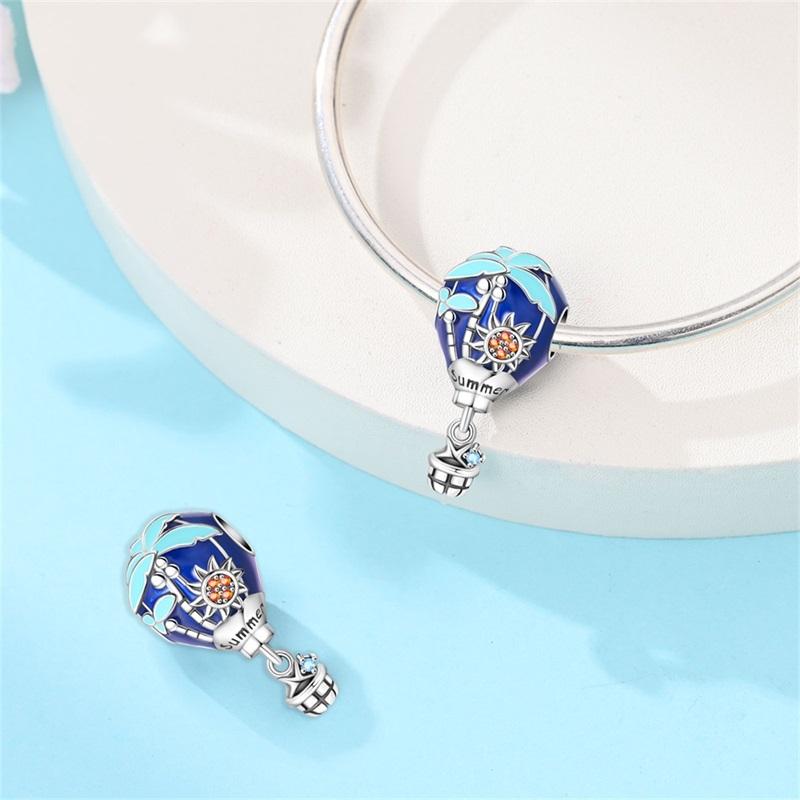 New 925 Silver Sweet Ocean Bear Air Balloon Charms Beads For Women Fit Bracelet DIY Birthday Jewelry Gift