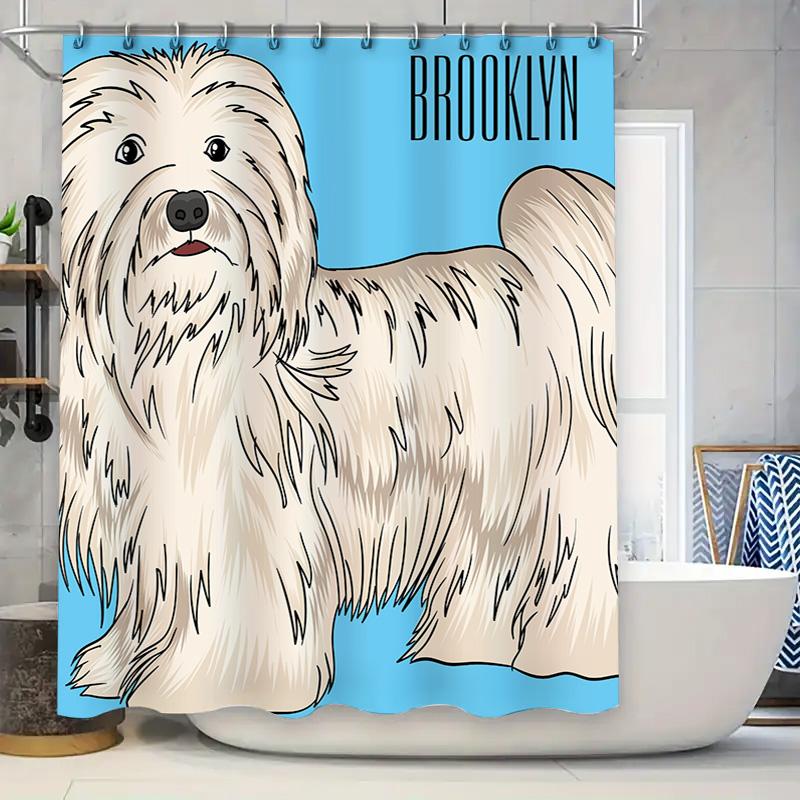 

Очаровательная шторка для душа Brooklyn Dog с пушистым белым пуделем, идеально подходящая для любителей домашних животных 90x180cm
