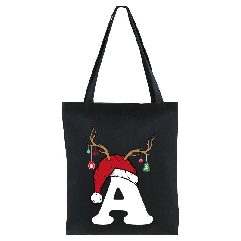 Christmas 26 English Letter Printing Tote Bag Shoulder Bag Women's New Large Capacity Go Out Portable