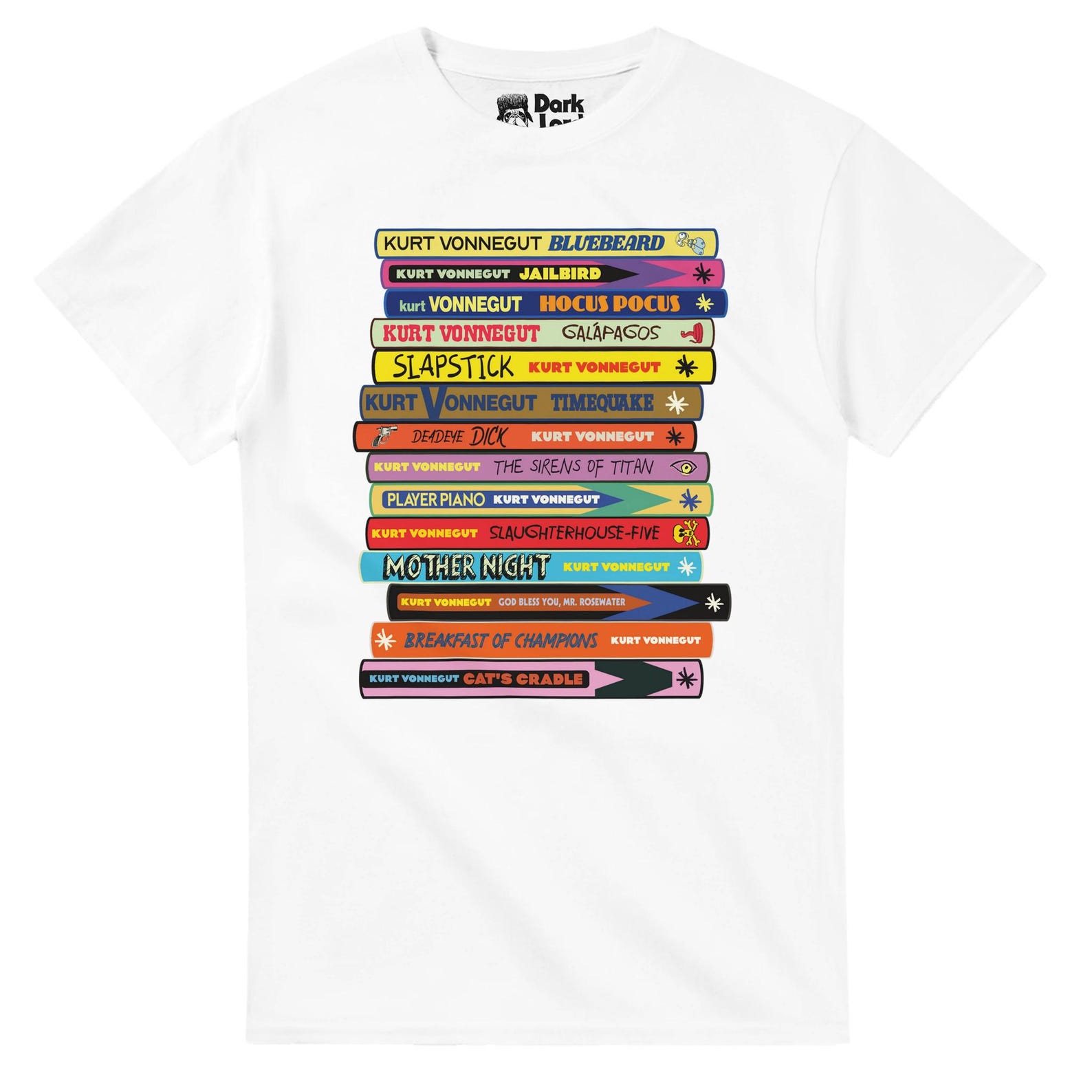 Kurt Vonnegut Book Stack T-Shirt: Literary Graphic Tee 3XL