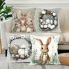Easter Decoration Pillow Cover Rustic Bunny Eggs Pillowcase Spring Floral Living Room Sofa Cushion Cover Home Decoration Gift