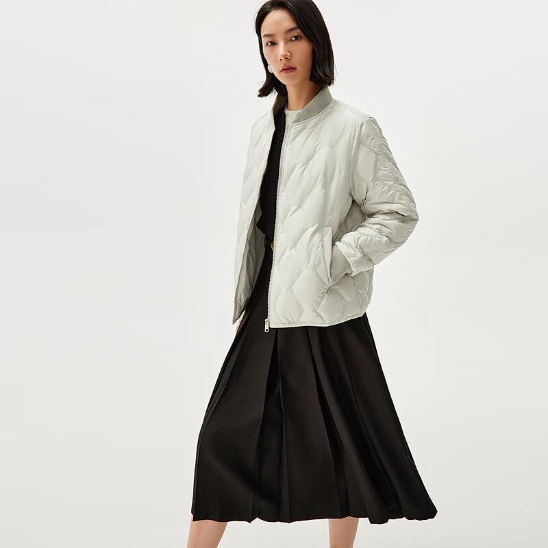 HLA Women's Baseball Collar White Duck Down Jacket