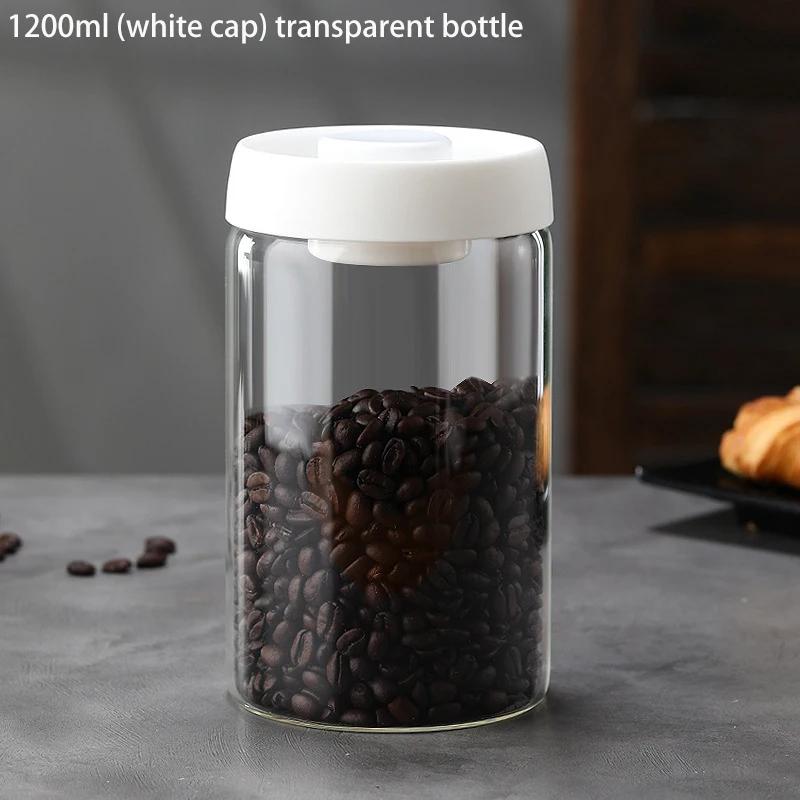 Vacuum Sealed Tank Coffee Bean Glass Sealed Jar Household Moisture-proof Air Extraction Airtight Container Coffee Storage Jar