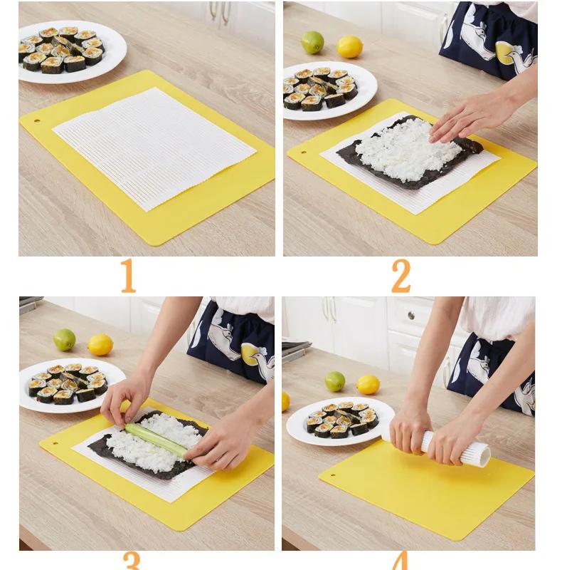 Sushi Rolling Mats Non-Stick Sushi Making Tool Washable Reusable Sushi Roll Mold Mat DIY Food Rice Rolling Maker Cake Roll Pad