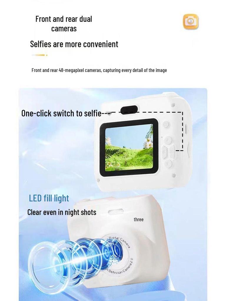 HD Dual Camera Instant Camcorder: Cute Campus & Party Photo Transfer Digital Camera