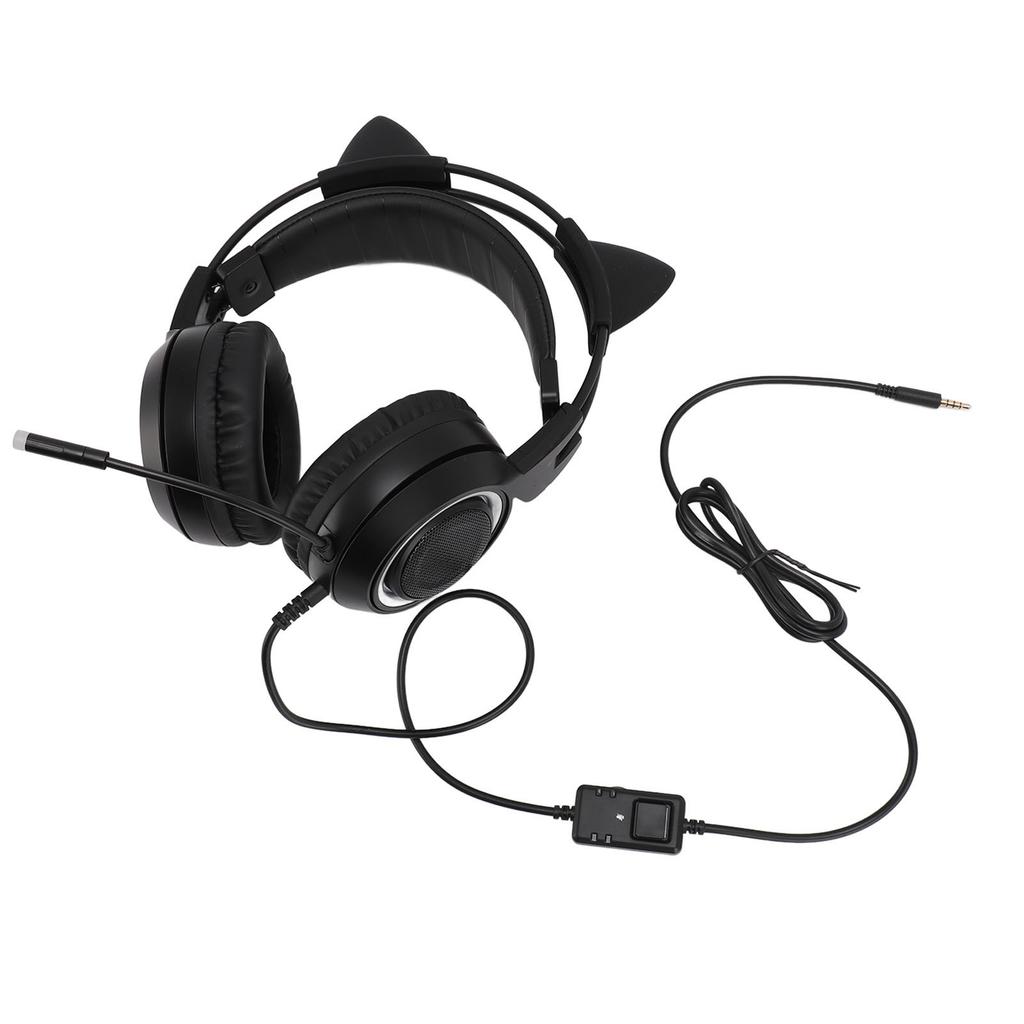 Gaming Hdset 3.5mm Plug Stereo Noise Reduction Cute Cat   Over r Hdphone with Mic for Girls for X BOX PC Phone