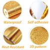 Naklejki PCV 40cmX3/5/10m Wodoodporna Tapeta Odporna na Pleśń Dekoracja Domowa Kuchni Luksusowa Tapeta Wodoodporna Złota Folia