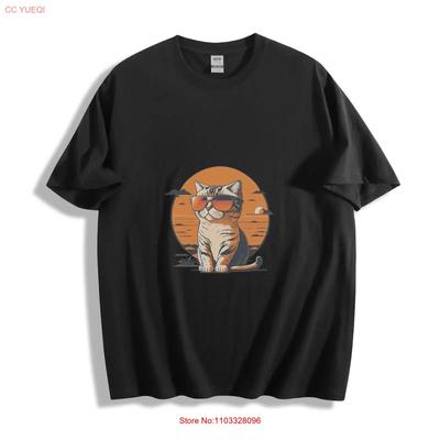 Cool Cat Sunglasses T Shirt Perfect for Lovers Vintage Washed Graphic Breathable Fashion Casual Stylish Versatile
