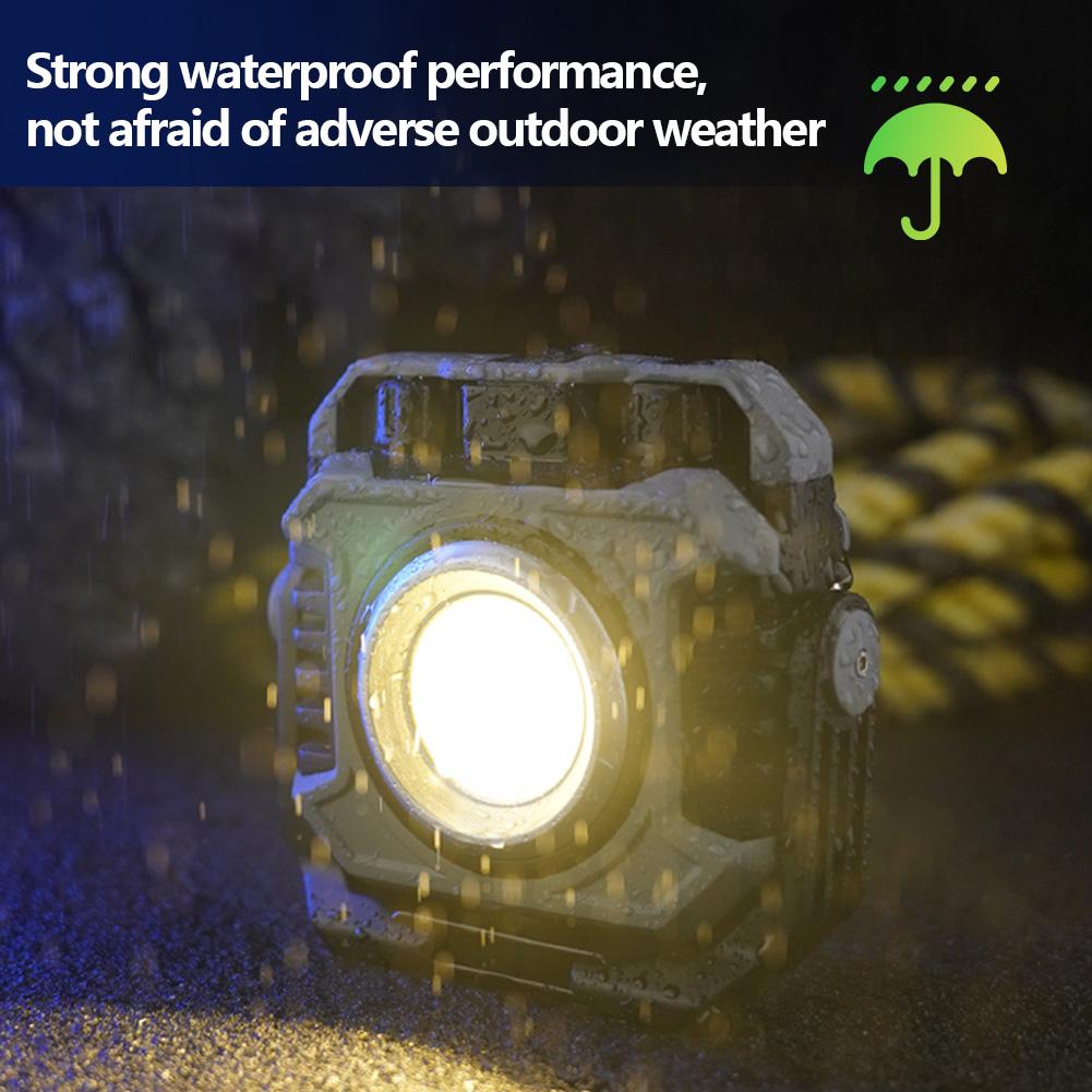 LED Work Light Rechargeable Spotlight Waterproof Emergency Light Magnetic for Camping Fishing Car Repair Job Site Lighting