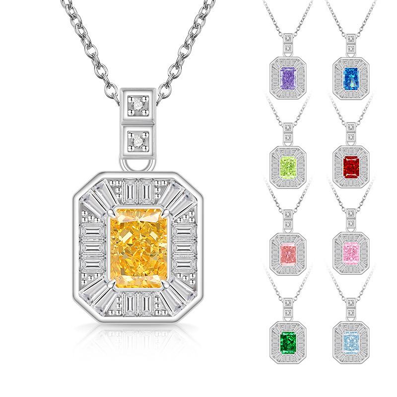 2026 Colored Treasure Ice Flower Cut No Matter Brand Necklace Super Flash High Carbon Diamond Plated Real Gold Pendant
