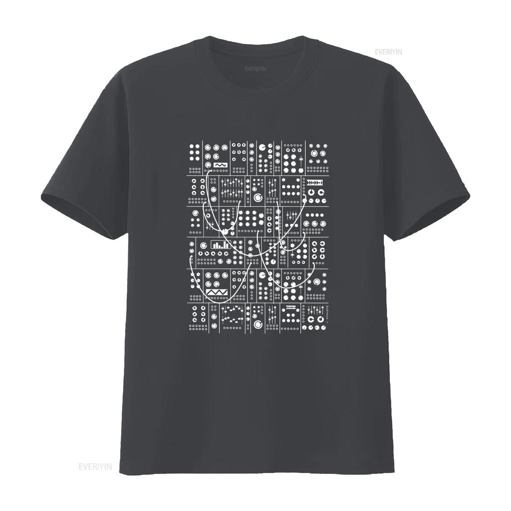 Modular Synthesizer Eurorack Synth Print T Shirt for Music Lovers vintage Washed graphic Soft designer clothes Slightly