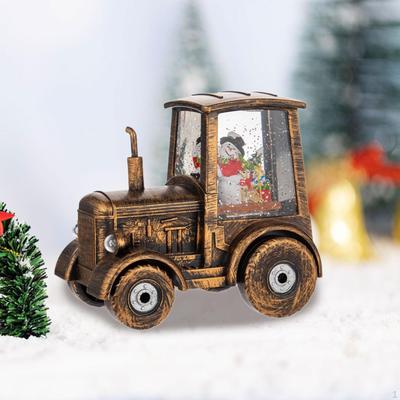 Christmas Lighted Tractor Crystal Ball Ornament Home Decoration