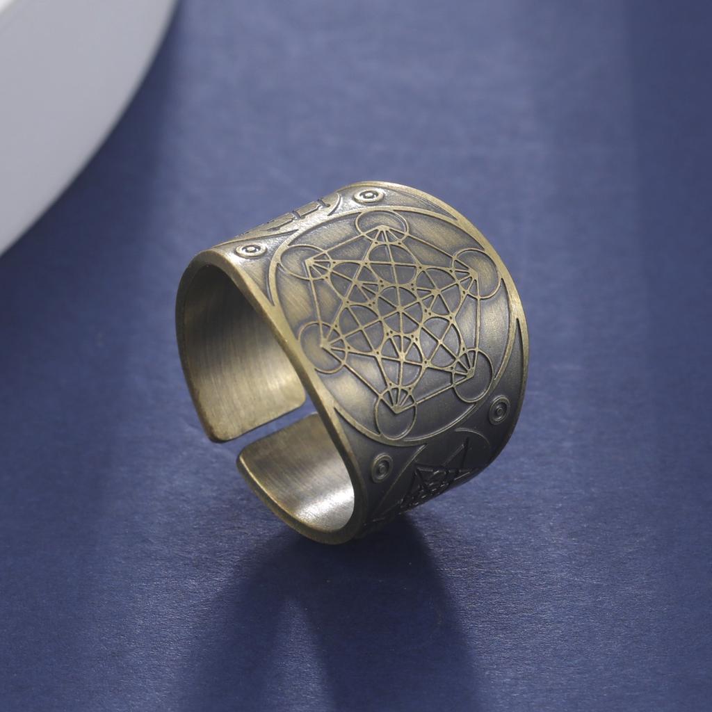LIKGREAT Sechszackiger Stern Siegel Salomons Ring Der Schutzring der 7 Erzengel Metatron Würfel Lilith Symbol Amulett Schmuck