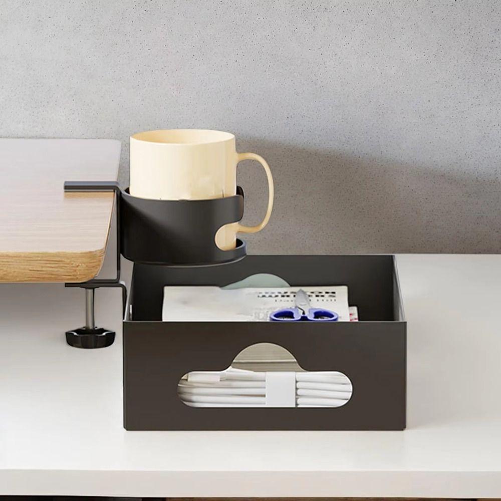 360 Degree Rotating Under Desk Storage Rack No Drill Desktop Stationery Shelf  Office