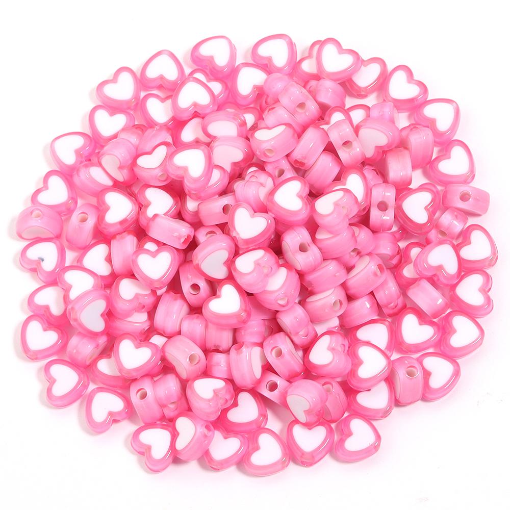 100pcs/lot 8mm Colored Acrylic Beads White Heart Shaped Spacer Beads For DIY Exquisite Bracelet Earrings Gift Supplies Wholesale