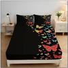 3D Butterfly Single Fitted Sheet Blue Printed Bed Sheets 30 cm Deep Fitted Sheets Soft Microfiber Bedding Set with Pillowcase