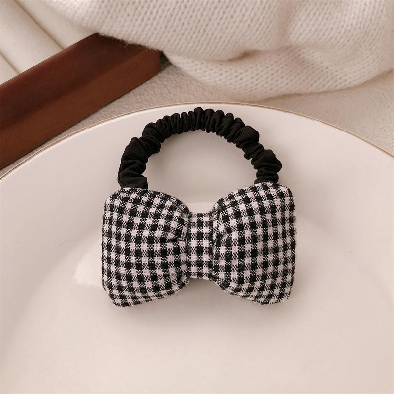Fabric Plaid Bow Children Hair Scrunchies Sponge Cloth Sweet Bownot Hairbands Korean Princess Girls Kids Elastic Rubber Bands