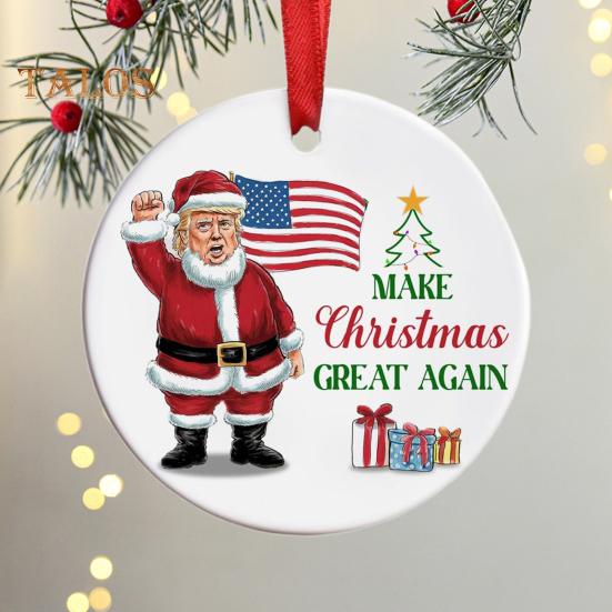 1/2/3/5/10Pcs Trump 2024 Christmas Ornament Make Christmas Great Again Santa Ornament Hanging Holiday Decoration for Supporters