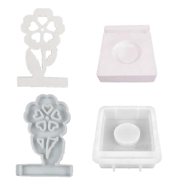 Flower Candle Holder Silicone Molds DIY Candlesticks Resins Molds Castings Mould