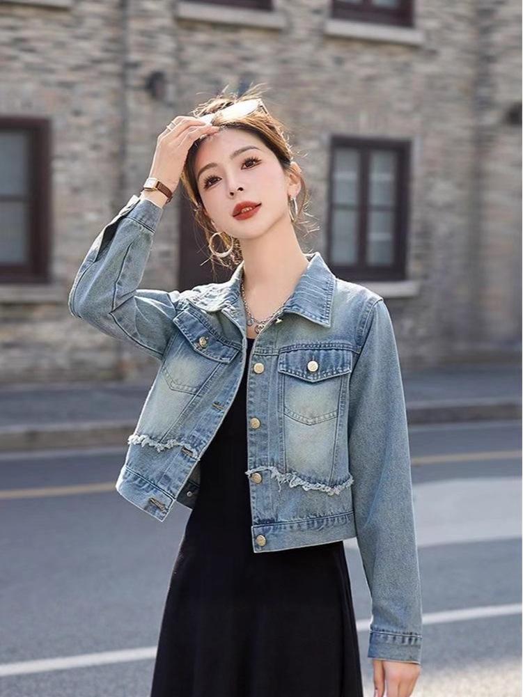 Women's Retro Denim Jacket - Autumn 2025 Petite Collection, Age-Reducing Stylish Design