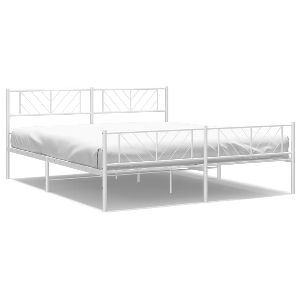 Vidaxl Metalowa Rama Łóżka Z Wezgłowiem I Zanóżkiem, Biała, 180X200 Cm