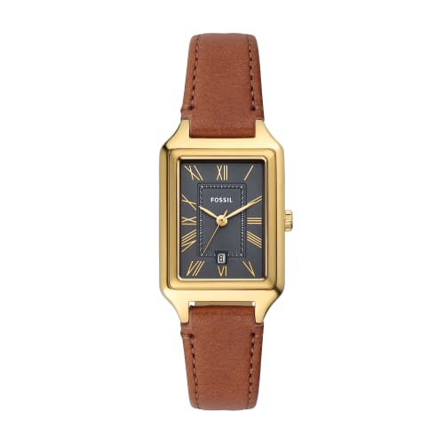 

RAQUEL Three-Hand Date Medium Brown LiteHide Leather Watch