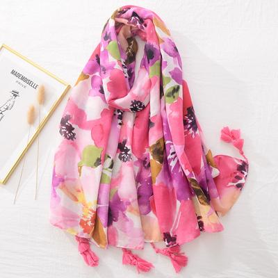 Damen Herbst Winter Viskose Schal Abstraktes Gemälde Blumiges Pashmina Stola Wickel Dicke Schal Tuch Damen Muslimischer Hijab 180*90cm