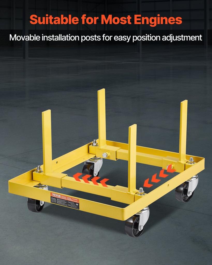 Engine Stand 750LBS/340KG Adjustable Motor Hoist Dolly Steel with 4-Caster