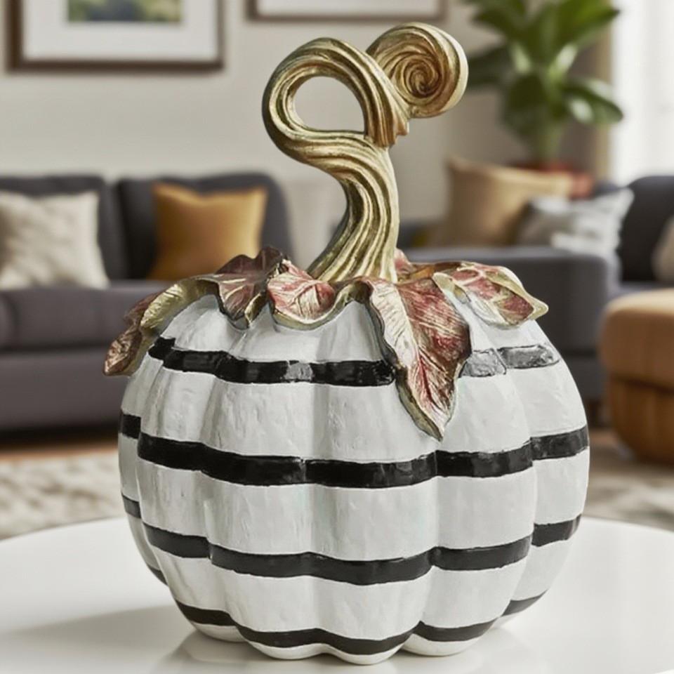 

Painted Pumpkin Statue Halloween Decorations Minimalist Black and White Pumpkin Sculpture Ornaments Room Aesthetic Decor