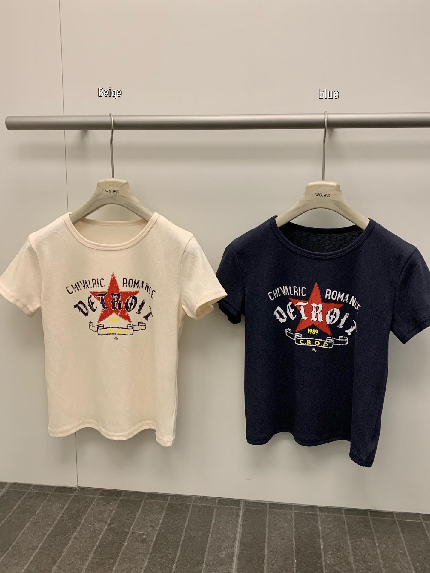 Guangzhou Thirteen Hong Spring/Summer Women s Round Neck Letter Print T-Shirt Small