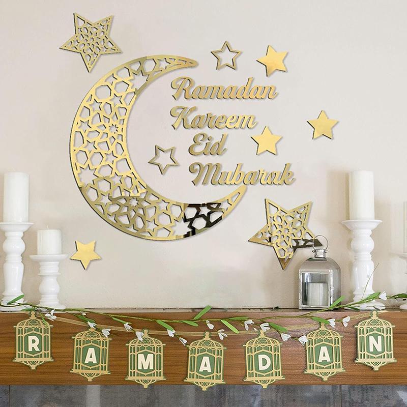Acrylic Islamic  Wall Stickers Decors Ramadan Kareem and Eid Mubarak Decoration