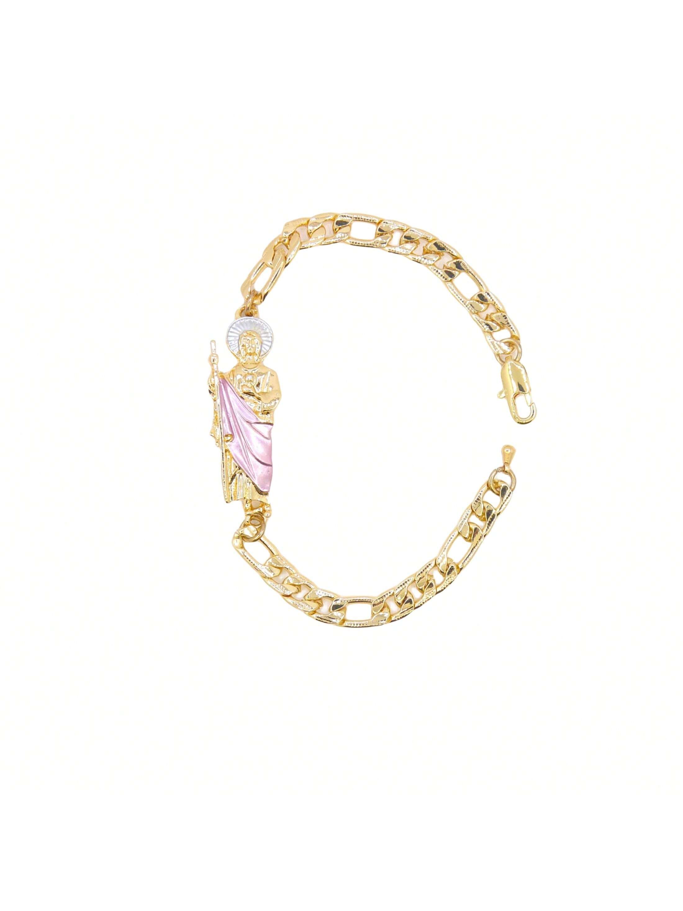 

Simple World Figaro Chain St. Jude Men s and Women s Bracelets are perfect for gift giving and everyday wear. 21cm розовый