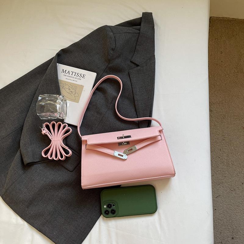Ny mote minimalistisk lett luksus lås temperament skulder crossbody trendy dameveske