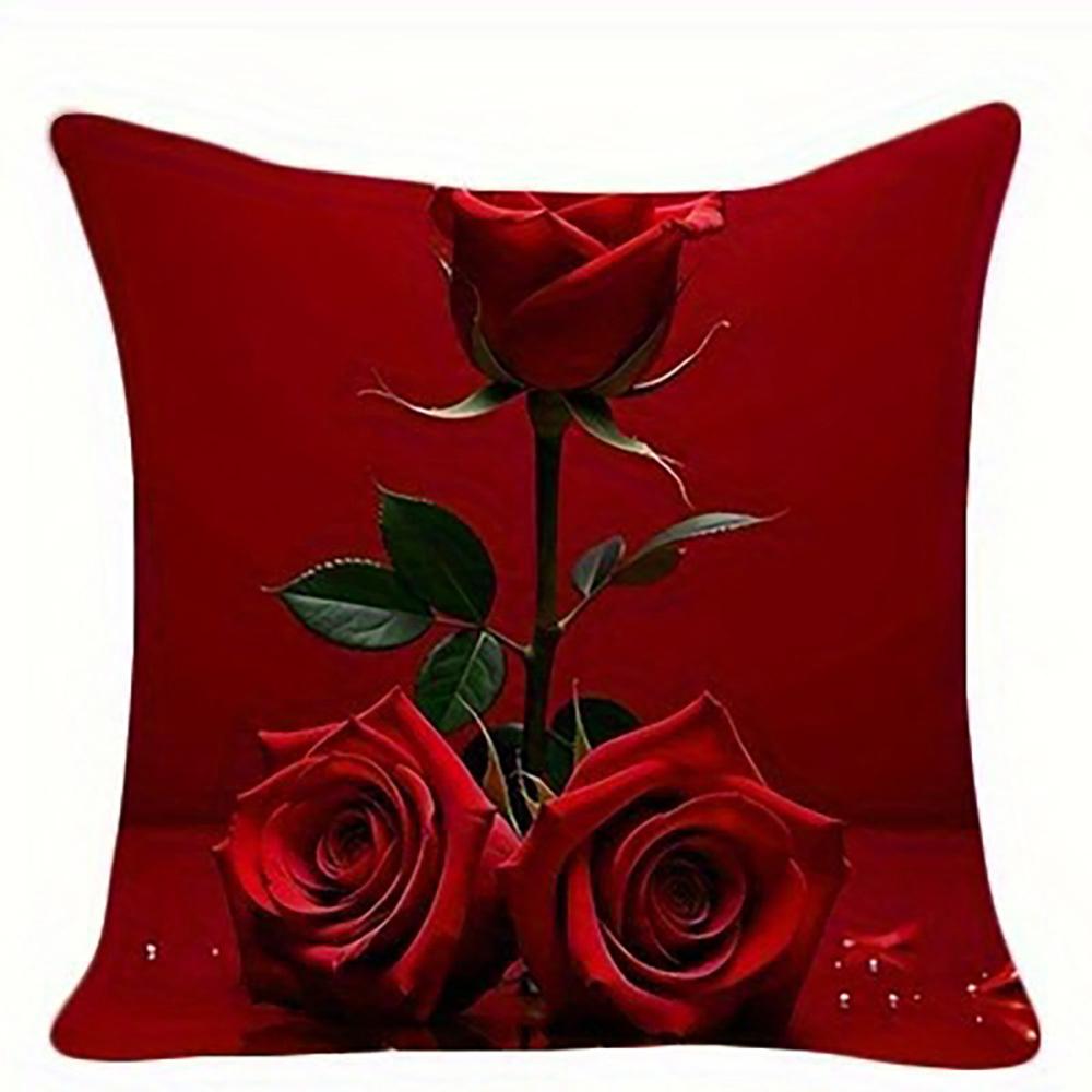 1/4 Stück Must-have für den Valentinstag!Das Muster mit roten Rosen ist ein super romantischer Kissenbezug, der die Raumdekoration für Verliebte mit Liebe erwärmt.