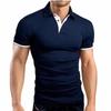 Men's T-shirt Lapel Casual Short-sleeved Stitching Men T-shirt for Male Solid Color Pullover Top Man T Shirt