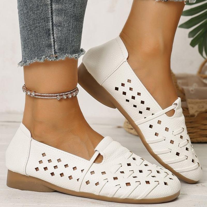 Fashion Concise Solid Hollow Flat Shoes for Women Summer Comfortable Shallow Women's Flat Shoes Slip On Walking Woman Flats Shoes