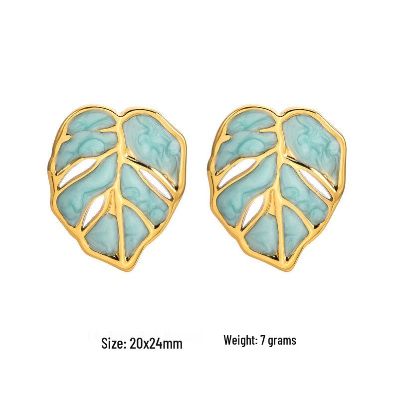 French Enamel Drip Oil Earrings: Stainless Steel, Irregular, Titanium Women's Luxury
