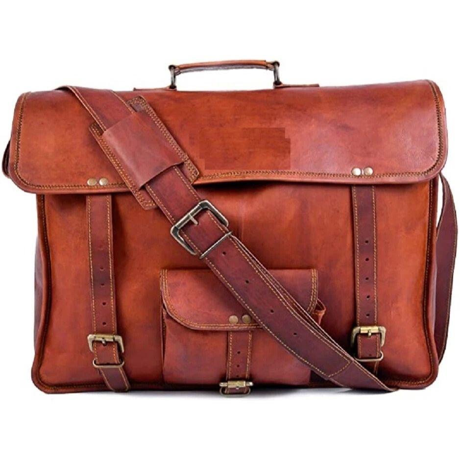 Unisex Genuine Vintage Leather Messenger Bag Shoulder Laptop Bag Briefcase